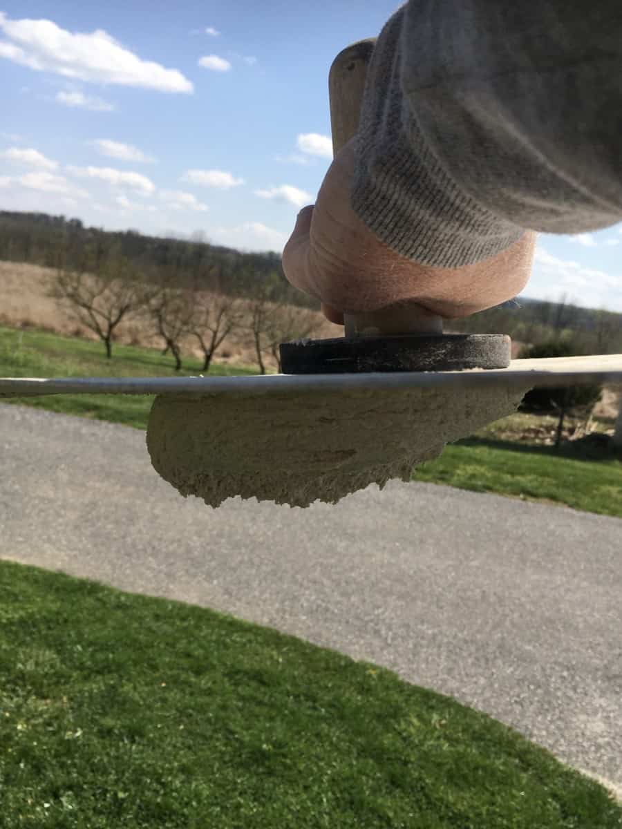 Lime Putty Plaster Finish Coat when ready to use will stick on the hawk!