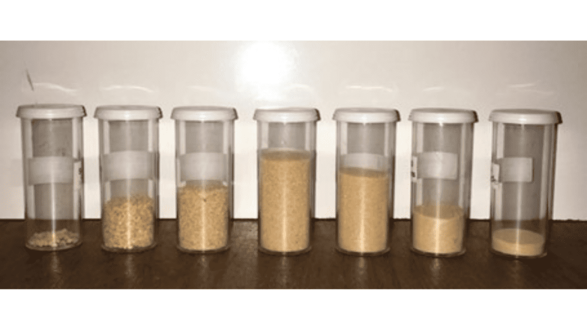 Bell curve of sand for lime mortar